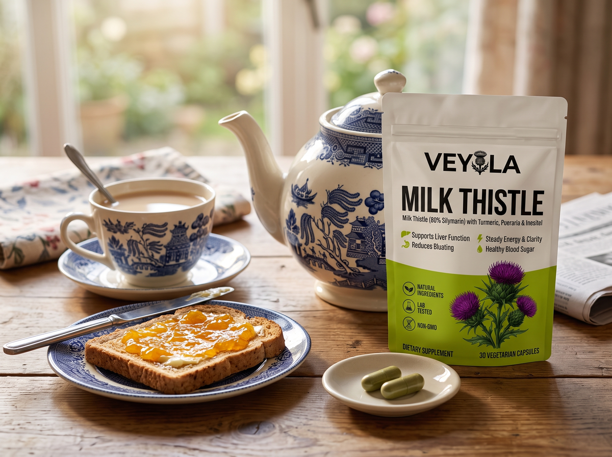 Veyola with tea and toast at breakfast