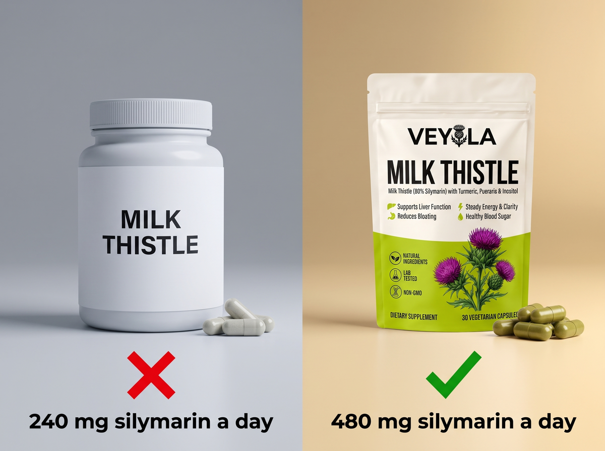 Typical milk thistle 240 mg vs Veyola 480 mg silymarin